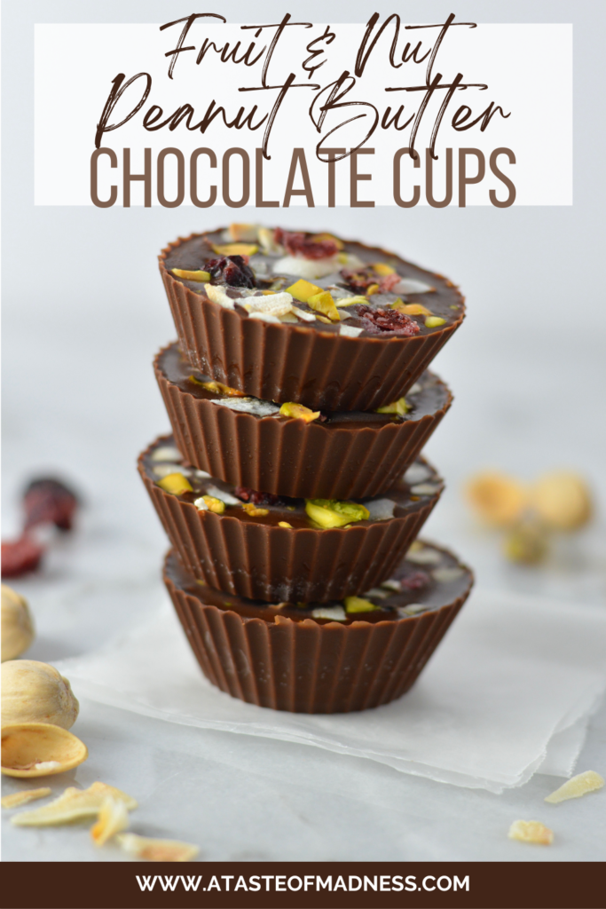 Pistachio, Cranberry and Coconut Peanut Butter Chocolate Cups