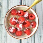 Quick and easy Raspberries and Cream Oatmeal recipe. I love making this in the summer with fresh raspberries and whipping cream.