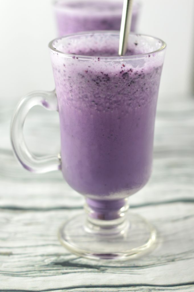 3 ingredient Blueberry Milkshake made with vanilla ice cream. This drink is so refreshing and such an easy recipe to make!