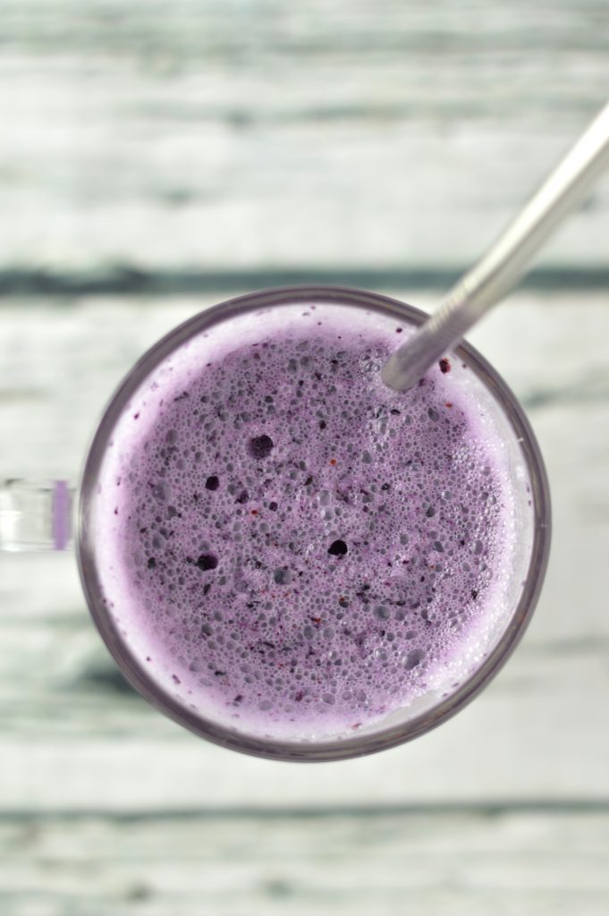 3 ingredient Blueberry Milkshake made with vanilla ice cream. This drink is so refreshing and such an easy recipe to make!