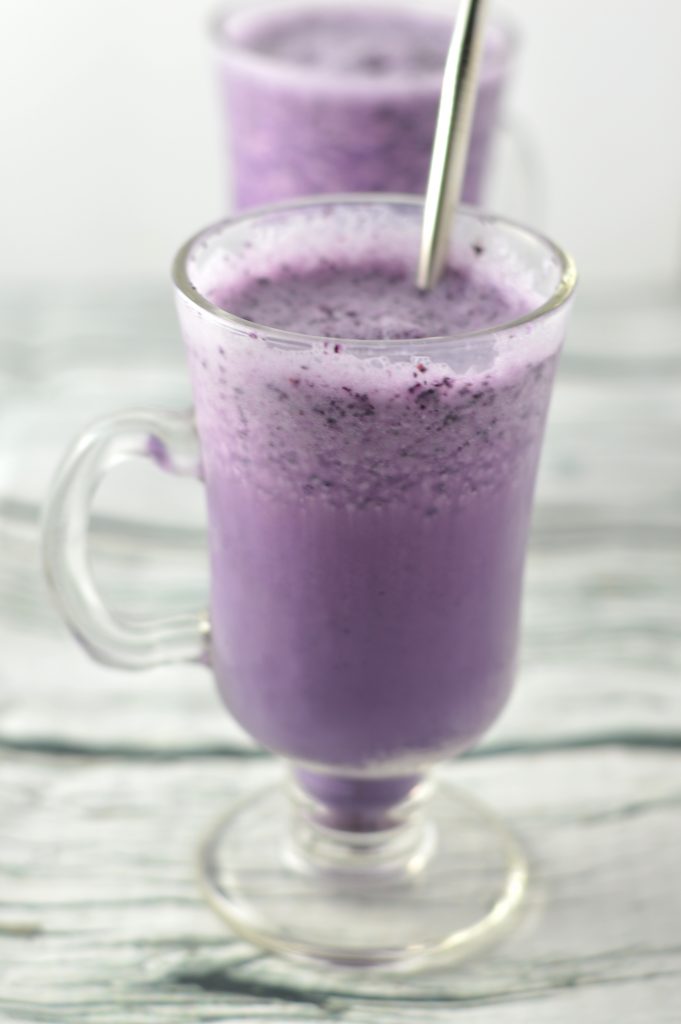 3 ingredient Blueberry Milkshake made with vanilla ice cream. This drink is so refreshing and such an easy recipe to make!