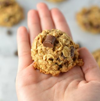 Healthy Oatmeal Chocolate Chunk Cookies recipe. Quick and easy dessert idea made with whole wheat flour. Perfect snack for school or work.