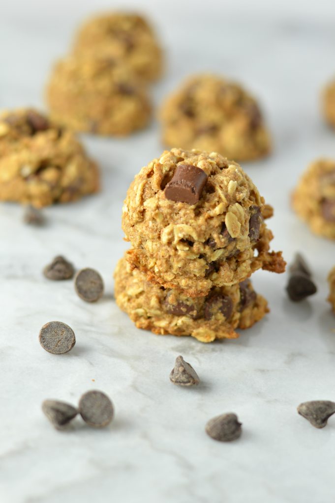 Healthy Oatmeal Chocolate Chunk Cookies recipe. Quick and easy dessert idea made with whole wheat flour. Perfect snack for school or work.