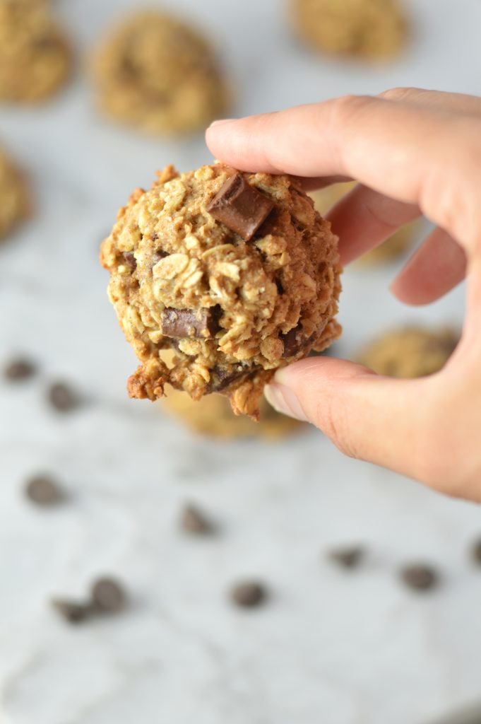 Healthy Oatmeal Chocolate Chunk Cookies recipe. Quick and easy dessert idea made with whole wheat flour. Perfect snack for school or work.