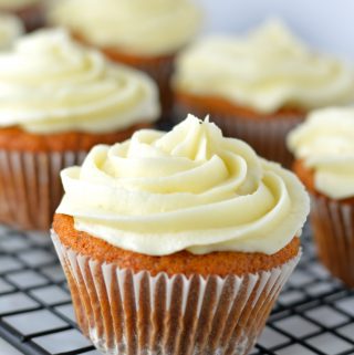 Easy Honey Cupcakes with Honey Frosting recipe. Perfect nut free dessert idea to bring to birthdays or potlucks.