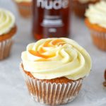 Easy Honey Cupcakes with Honey Cream Cheese Frosting recipe. Perfect nut free dessert idea to bring to birthdays or potlucks.