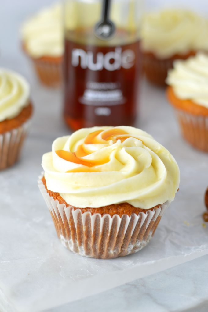 Easy Honey Cupcakes with Honey Cream Cheese Frosting recipe. Perfect nut free dessert idea to bring to birthdays or potlucks.