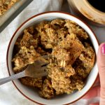 Healthy Applesauce Baked Oatmeal recipe. Made with oats, applesauce and chia seed, this makes a quick and easy breakfast idea.