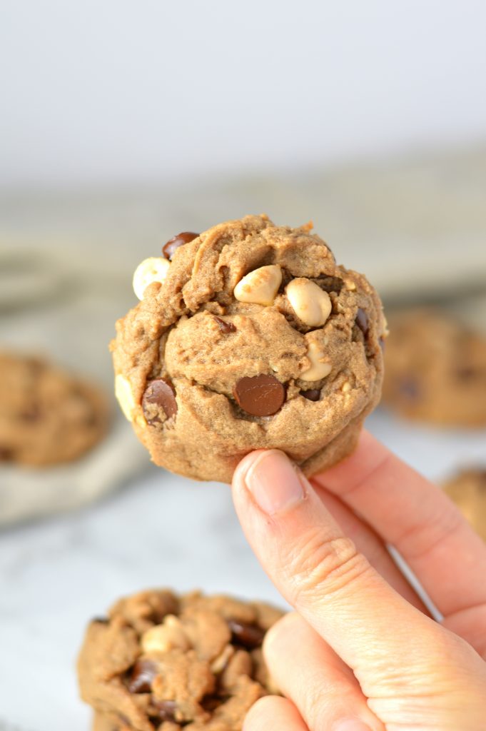 Salted Caramel Nutella Chocolate Chip Cookies recipe. Soft on the inside and super easy to make, these cookies are a great dessert idea.