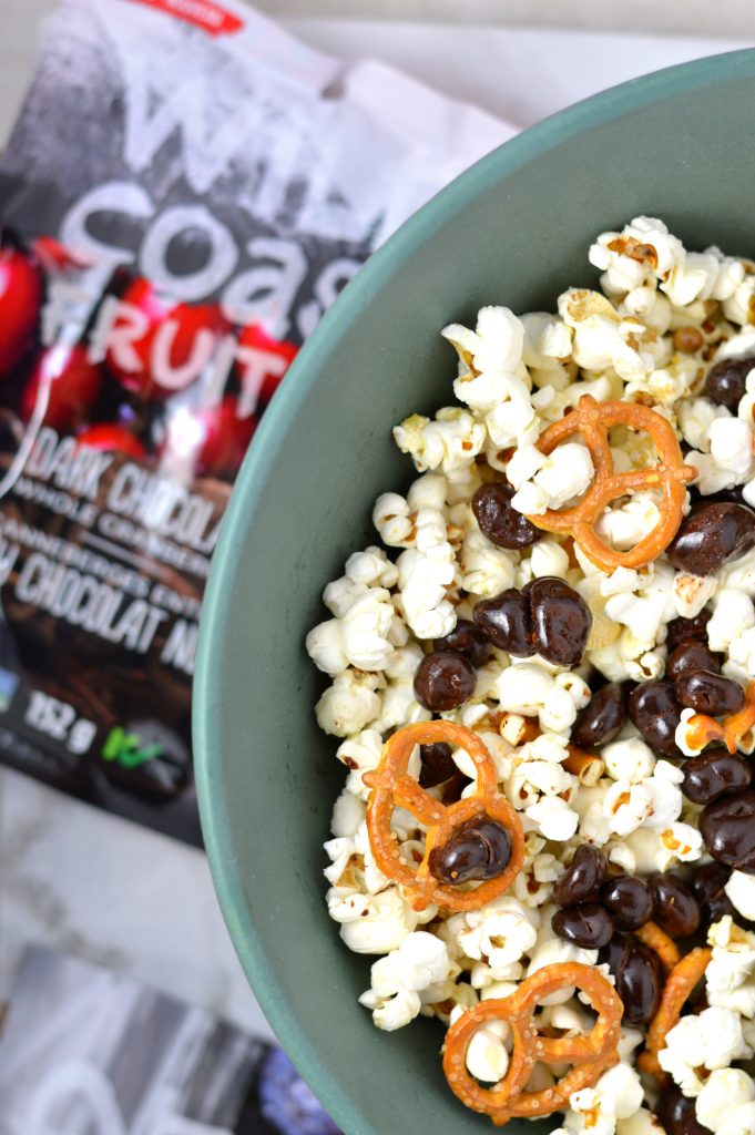 Wild Coast Chocolate Covered Fruit Popcorn recipe and giveaway! The perfect snack that is healthy and convenient. 