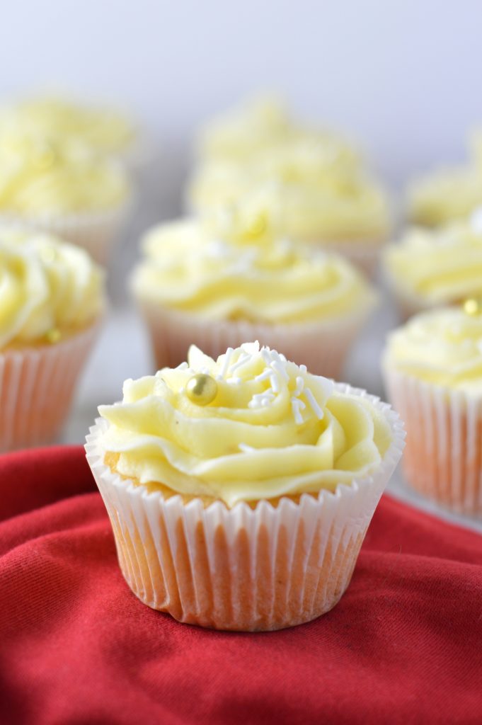 Easy Eggnog Cupcakes with eggnog buttercream recipe. The perfect dessert idea to use up your leftover eggnog over the holidays.