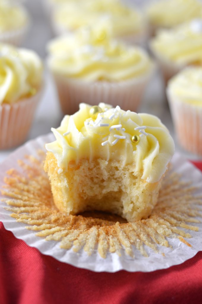 Easy Eggnog Cupcakes with eggnog buttercream recipe. The perfect dessert idea to use up your leftover eggnog over the holidays.