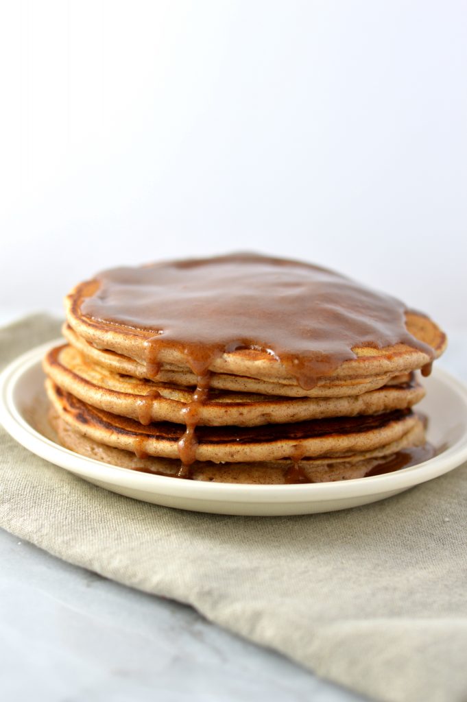 Easy recipe for Snickerdoodle Pancakes with Cinnamon Glaze. Light and fluffy, this is the perfect weekend breakfast idea.