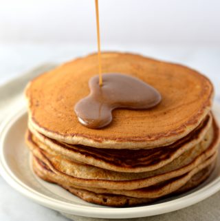 Easy recipe for Snickerdoodle Pancakes with Cinnamon Glaze. Light and fluffy, this is the perfect weekend breakfast idea.