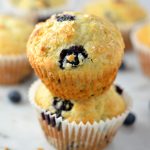 Healthy Blueberry Muffins recipe made from scratch. Soft and fluffy, these muffins make a great but free snack or breakfast idea.