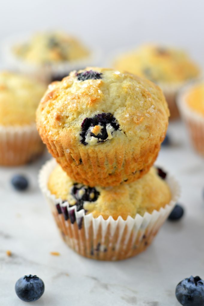 Healthy Blueberry Muffins recipe made from scratch. Soft and fluffy, these muffins make a great but free snack or breakfast idea.