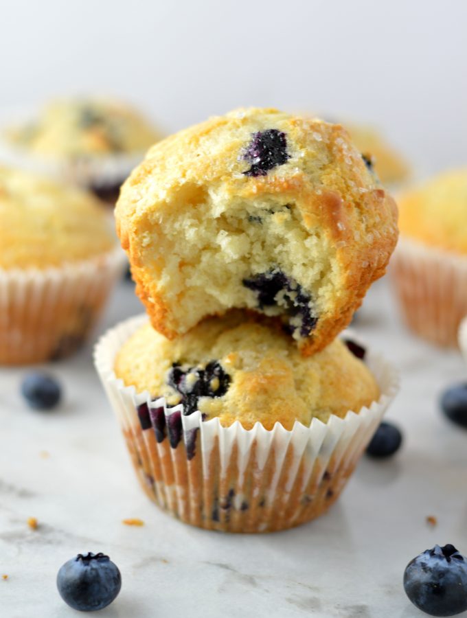 Healthy Blueberry Muffins recipe made from scratch. Soft and fluffy, these muffins make a great but free snack or breakfast idea.