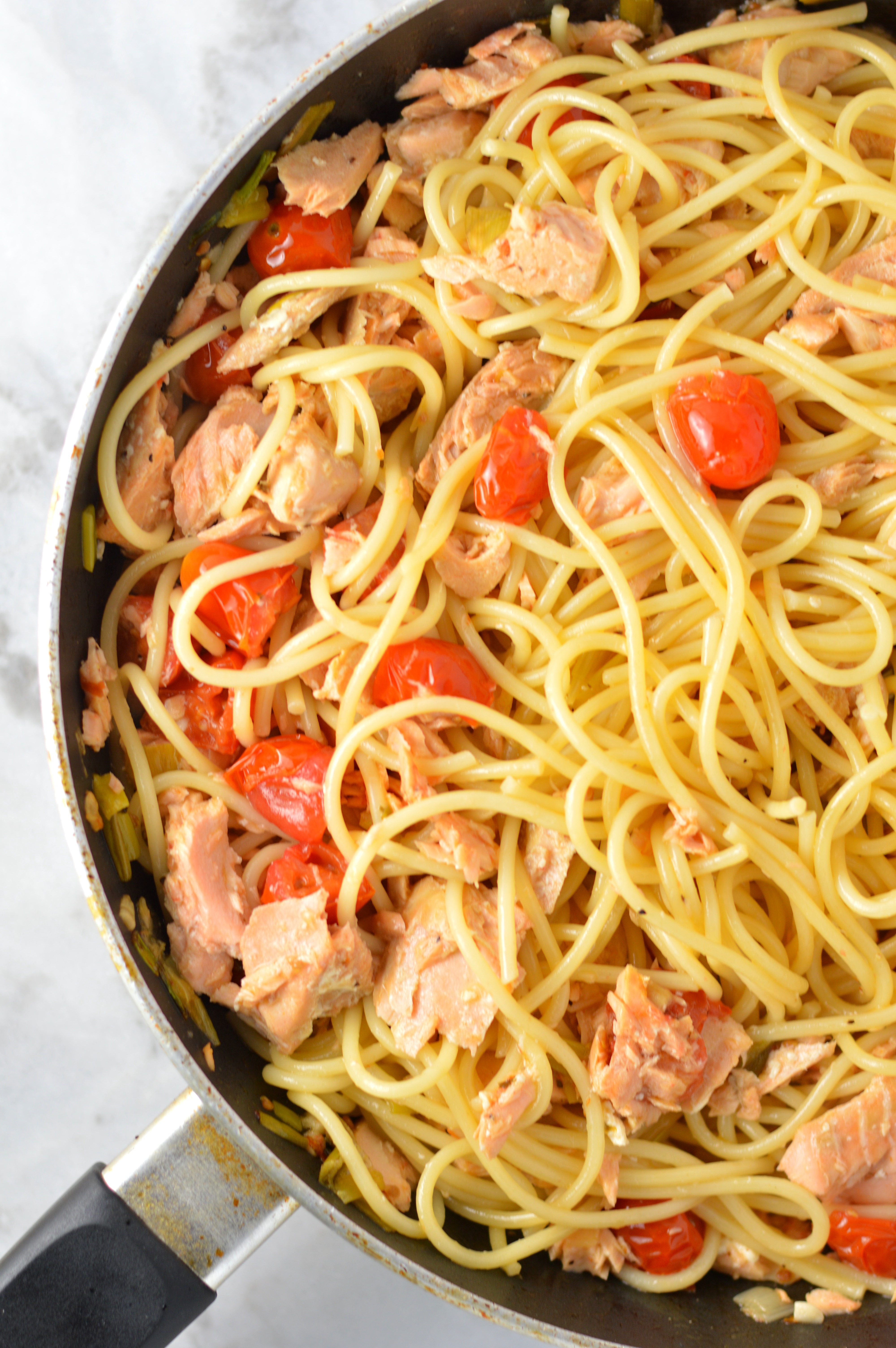 Salmon Pasta in White Wine Sauce