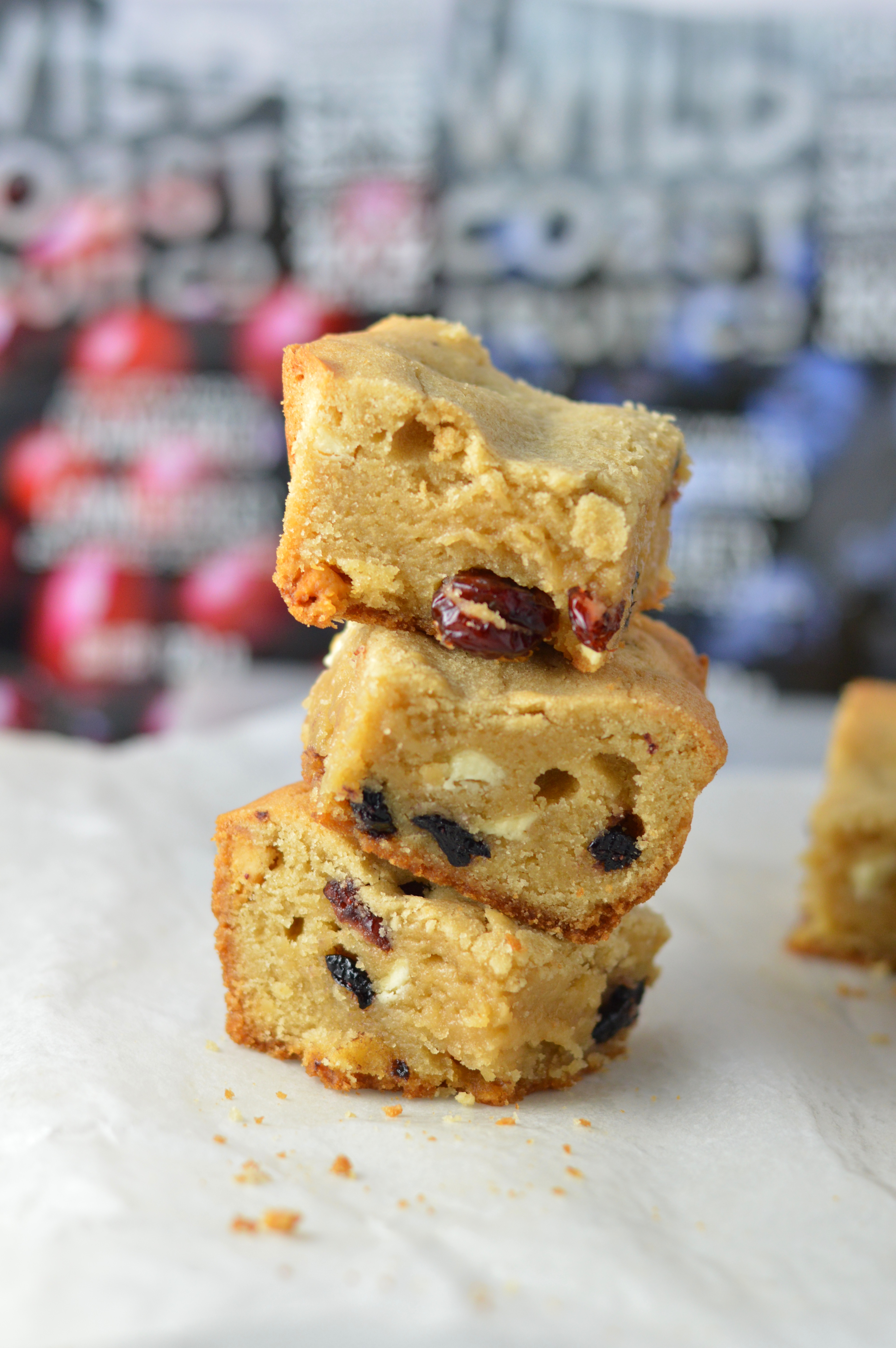 Blueberry, Cranberry and White Chocolate Cookie Bars