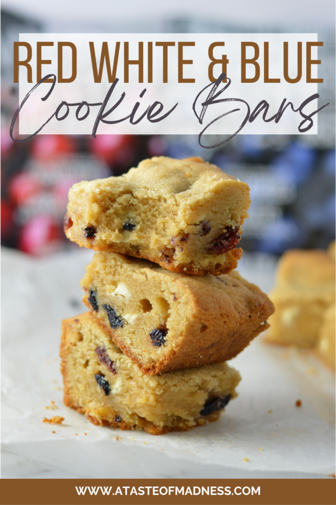 Blueberry, Cranberry and White Chocolate Cookie Bars