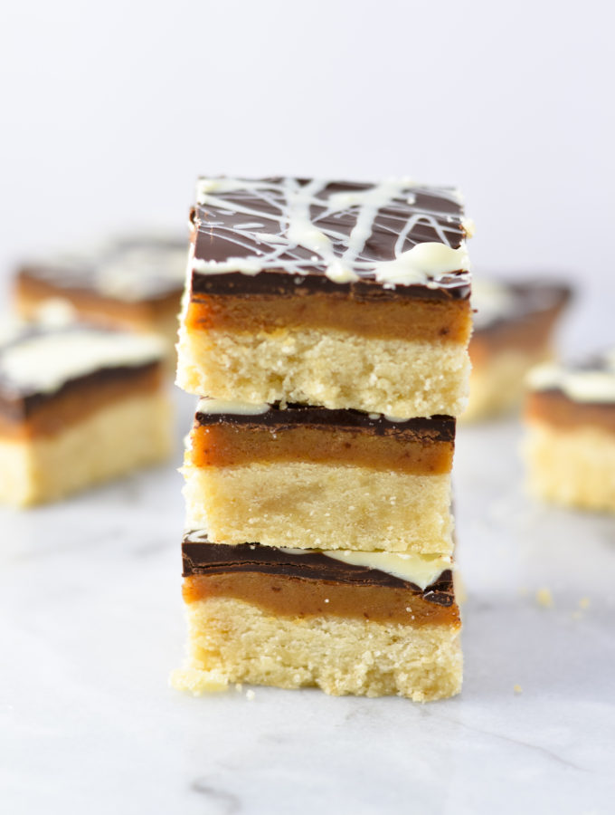 White Chocolate Swirl Millionaire Bars