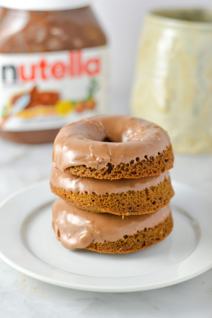 Baked Nutella Doughnuts with Nutella Glaze