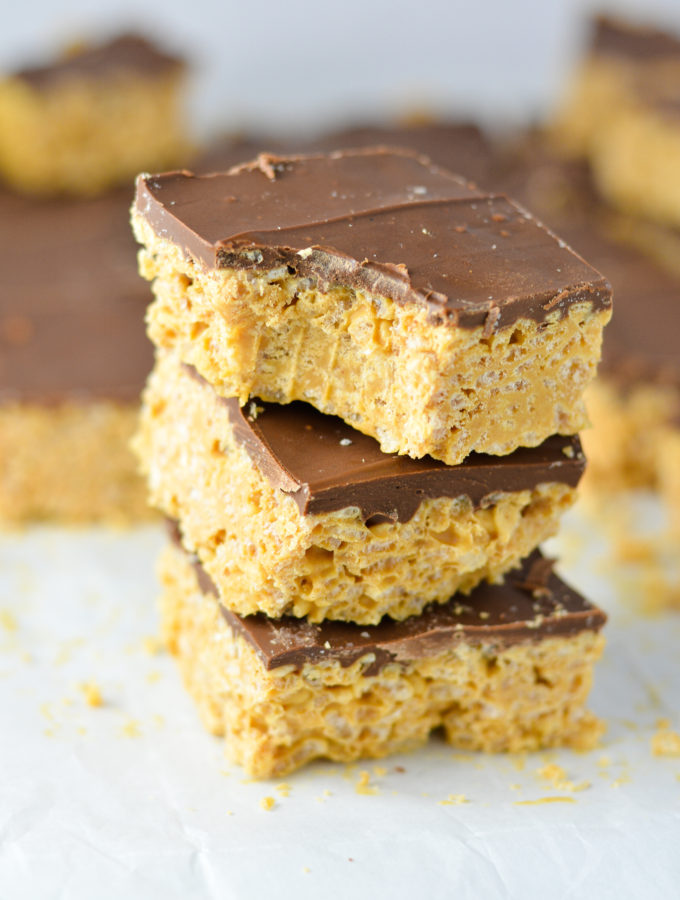 Peanut Butter and Chocolate Rice Krispies Squares