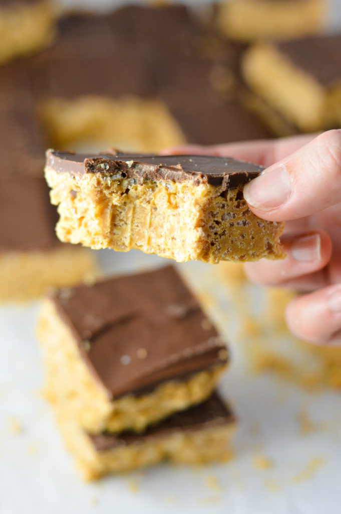 Peanut Butter and Chocolate Rice Krispies Squares