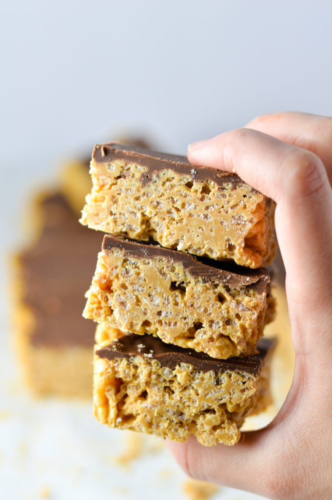 Peanut Butter and Chocolate Rice Krispies Squares