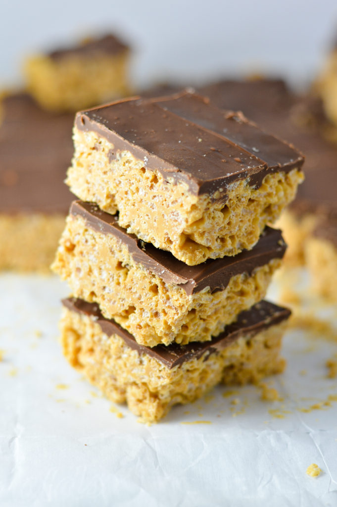 Peanut Butter and Chocolate Rice Krispies Squares