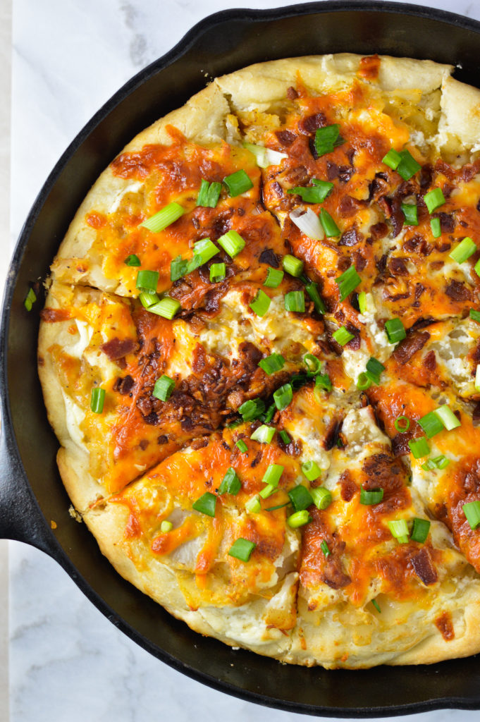 Cast Iron Spicy Perogy Pizza