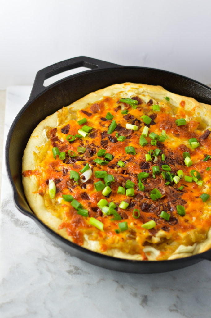 Cast Iron Spicy Perogy Pizza