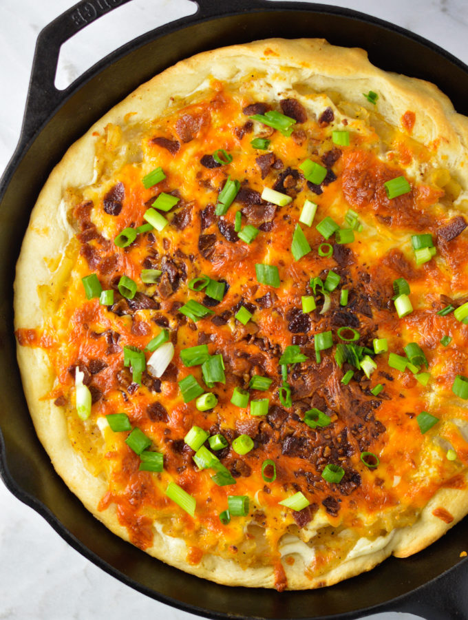 Cast Iron Spicy Perogy Pizza