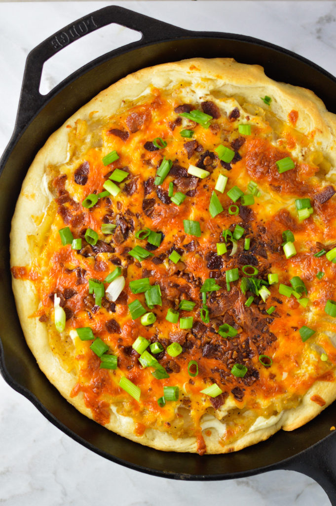 Cast Iron Spicy Perogy Pizza