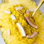 Microwave Turmeric Latte Pineapple Oatmeal Bowl