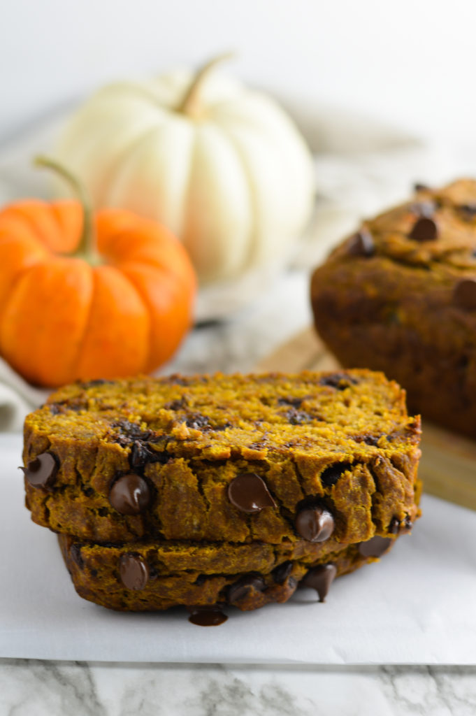 Pumpkin Banana Chocolate Chip Bread