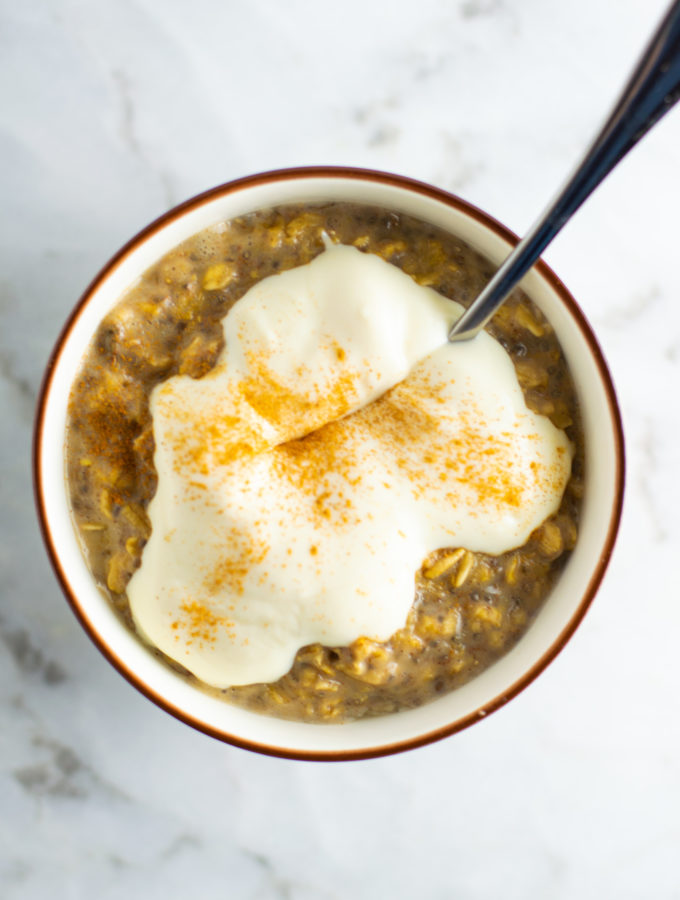 Healthy Cinnamon Dolce Latte Oatmeal