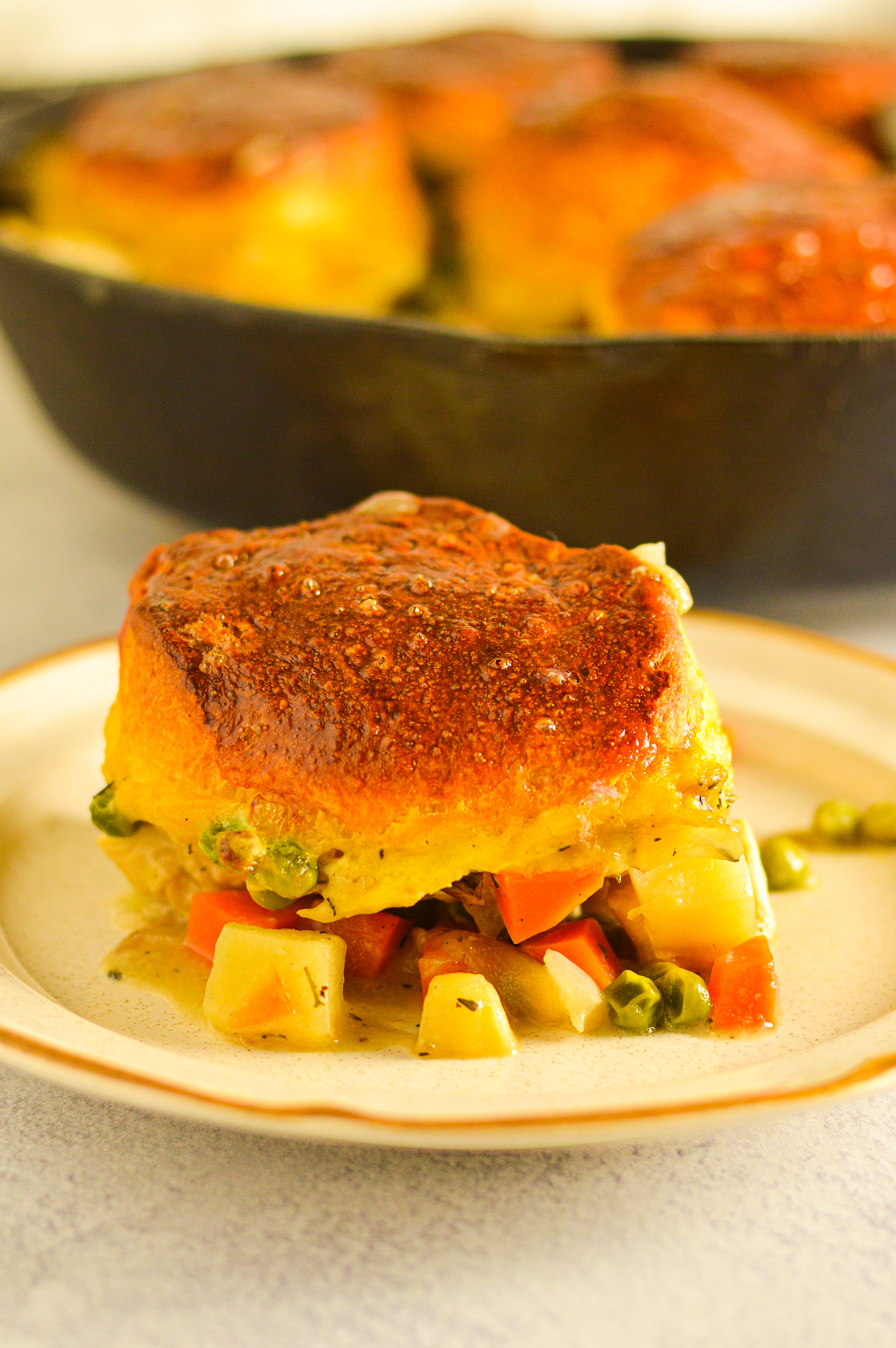 Chicken Skillet Pot Pie with Biscuits