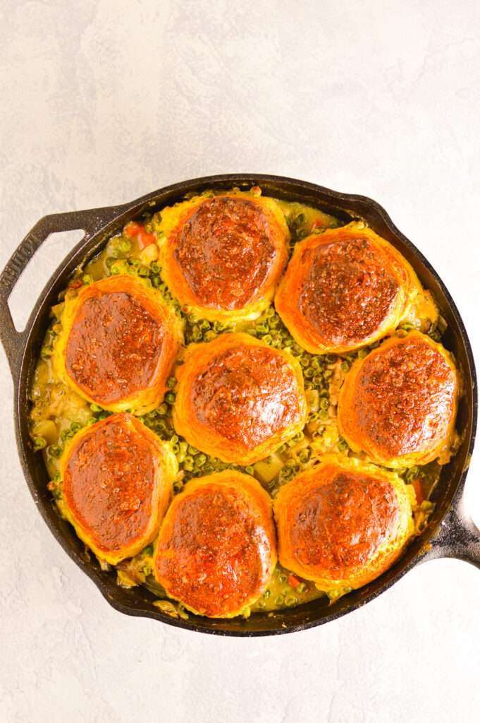 Chicken Skillet Pot Pie with Biscuits