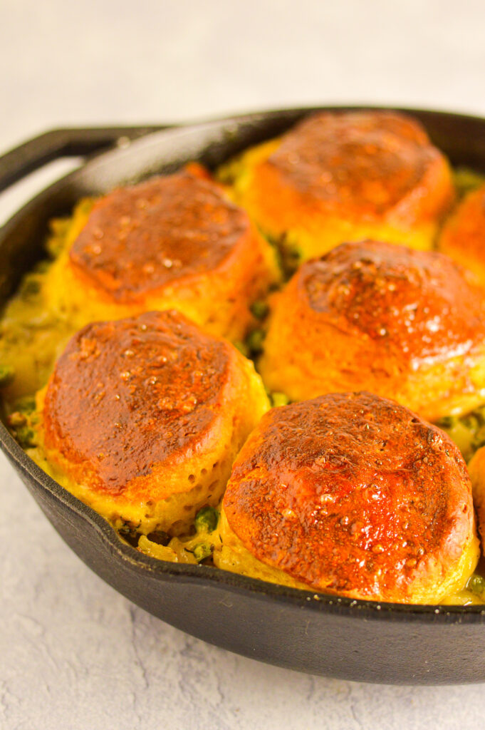 Chicken Skillet Pot Pie with Biscuits