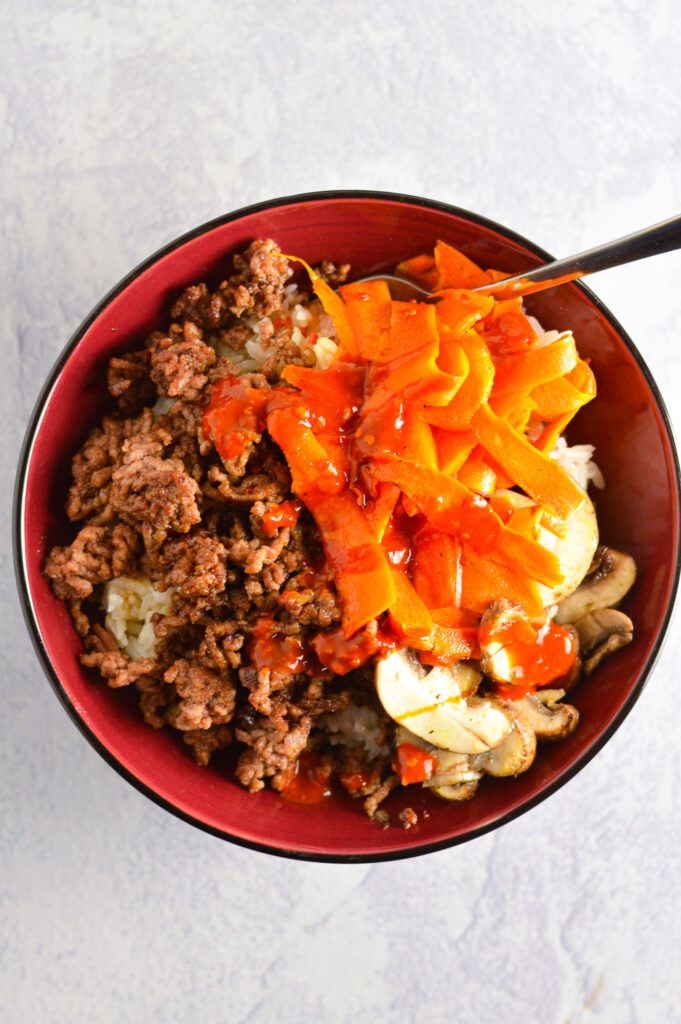 Ground Beef Mushroom Bibimbap