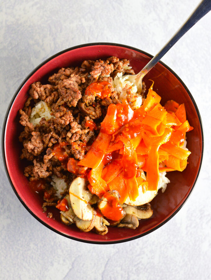 Ground Beef Mushroom Bibimbap