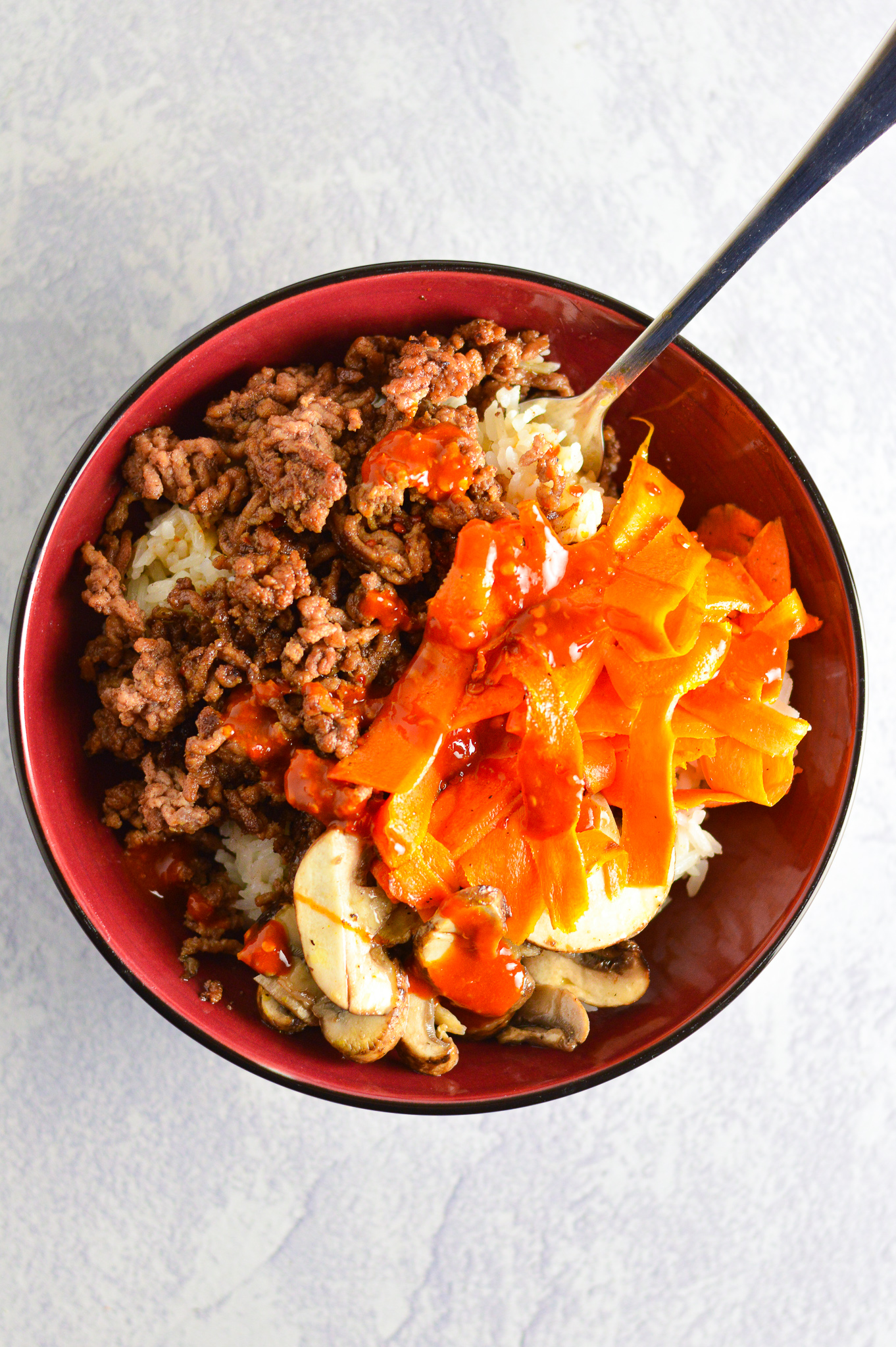 Ground Beef Mushroom Bibimbap