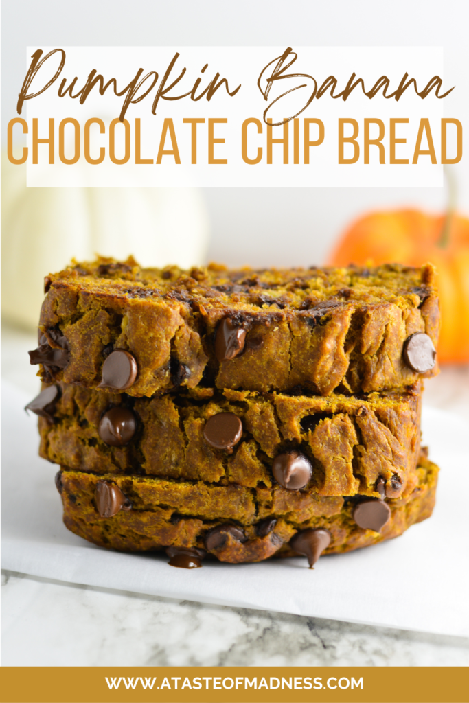 Pumpkin Banana Chocolate Chip Bread