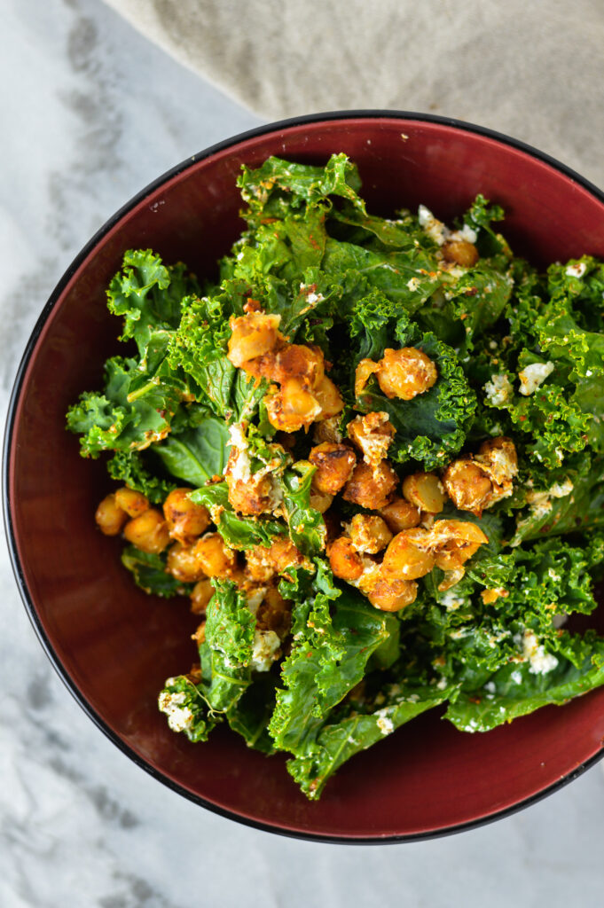 Goat Cheese and Chickpea Kale Salad