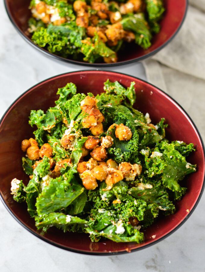 Goat Cheese and Chickpea Kale Salad