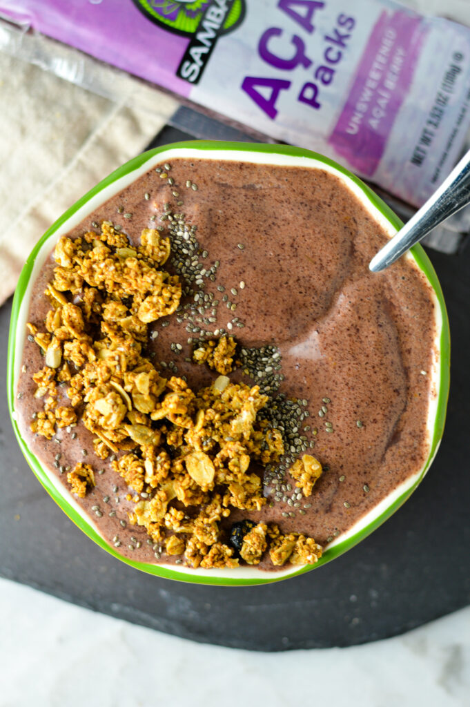 Chocolate Acai Protein Smoothie Bowl