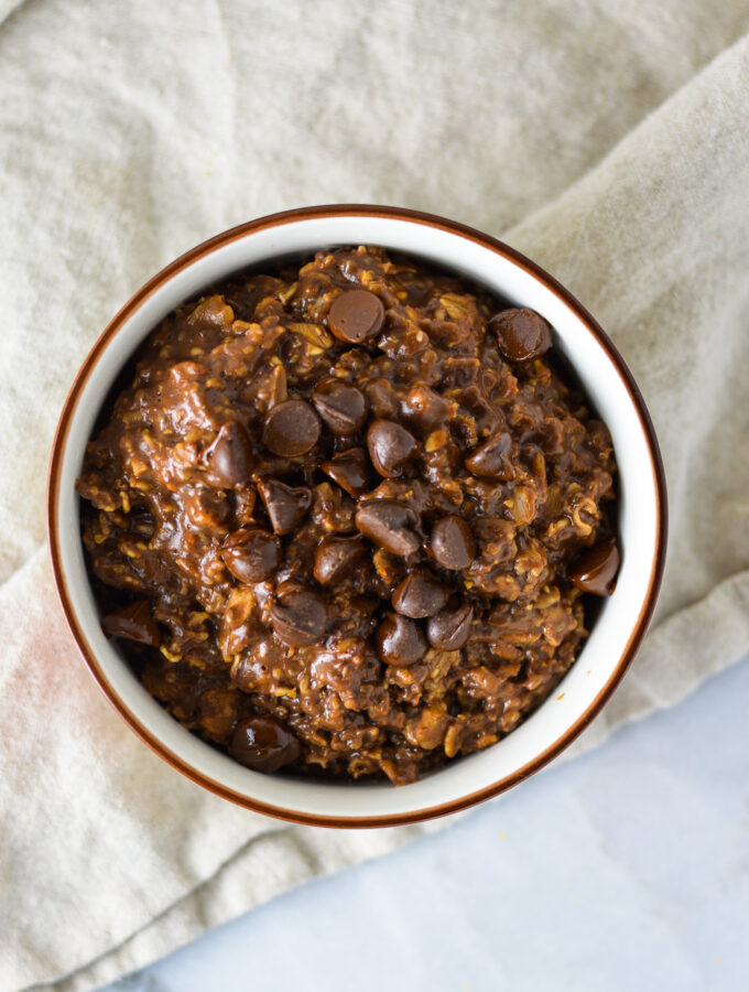 Healthy Mint Chocolate Chip Oatmeal