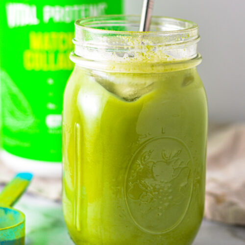 Iced Matcha Collagen Latte - Peanut Butter and Fitness