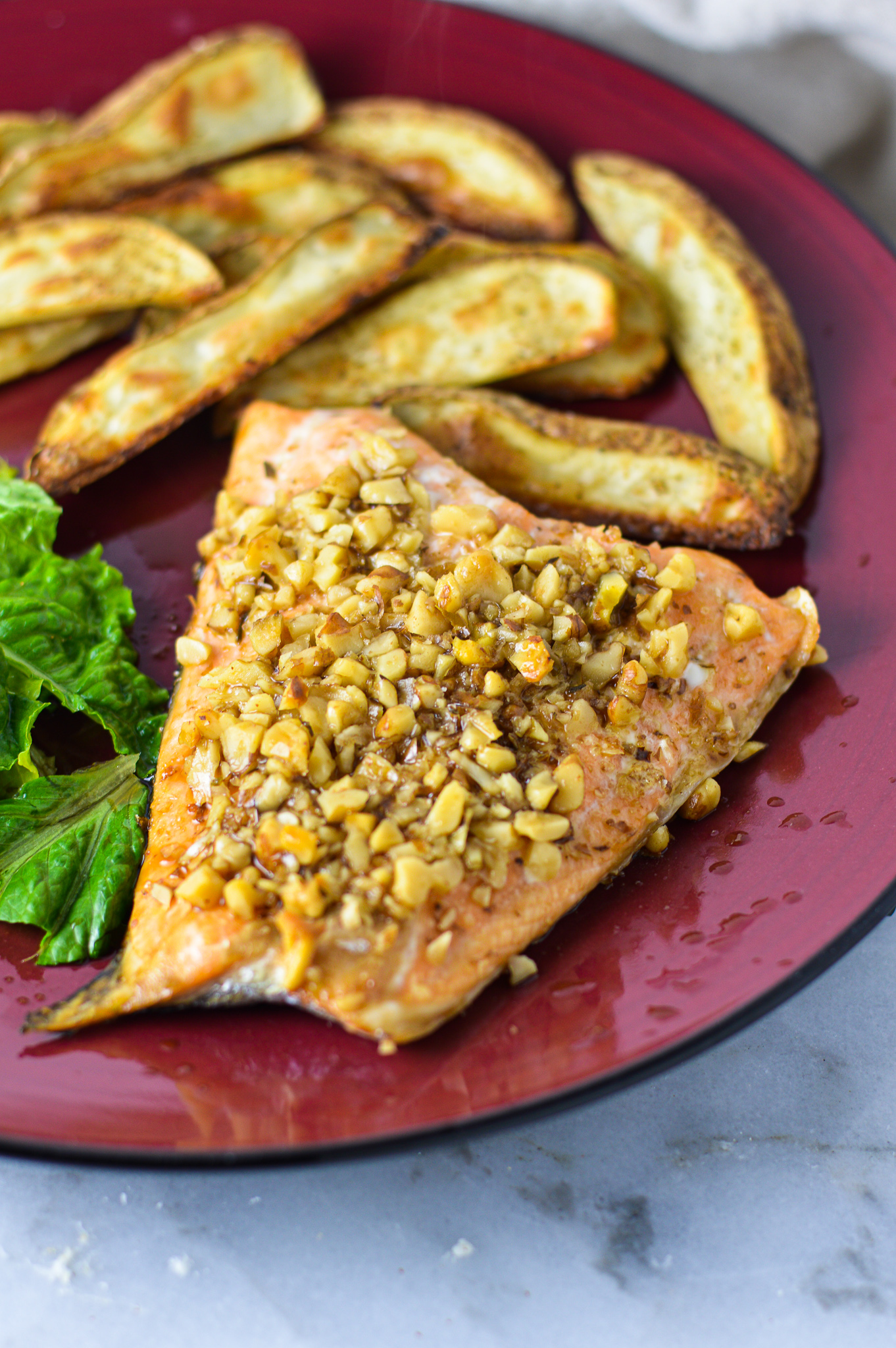 Walnut Crusted Salmon with Guinness Reduction